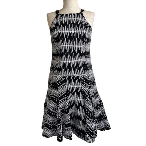 Thakoon Addition Black White Raised Stitch Sleeveless Mini Drop Waist Dress sz 4 - Picture 1 of 10